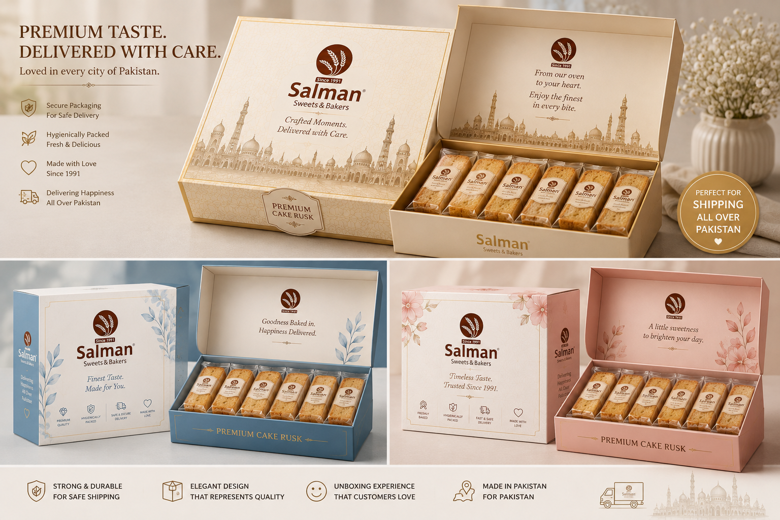Cake rusk in cream box